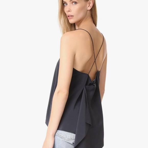 Theory Vanissa Summer Silk Wrap Top Criss Cross Back in Navy Blue Women’s Large - Picture 5 of 11